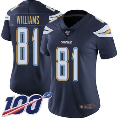 Los Angeles Chargers NFL Football Mike Williams Navy Blue Jersey Women Limited #81 Home 100th Season Vapor Untouchable->los angeles chargers->NFL Jersey
